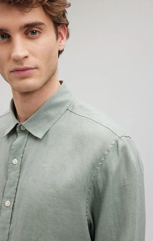 Men Linen ButtonUp Shirt In Chinois Green Mavi Jeans TShirts