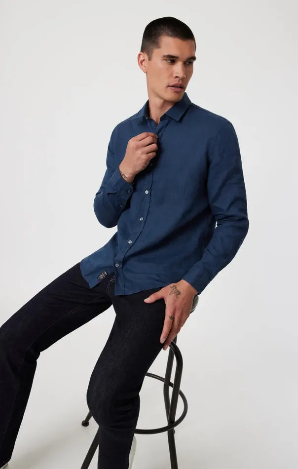 Men Linen ButtonUp Shirt In Moonlit Ocean Mavi Jeans Shirts Men Linen ButtonUp Shirt In Moonlit Ocean Mavi Jeans Shirts