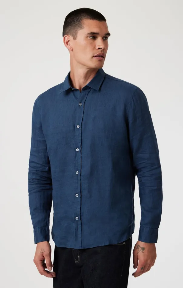 Men Linen ButtonUp Shirt In Moonlit Ocean Mavi Jeans Shirts Men Linen ButtonUp Shirt In Moonlit Ocean Mavi Jeans Shirts
