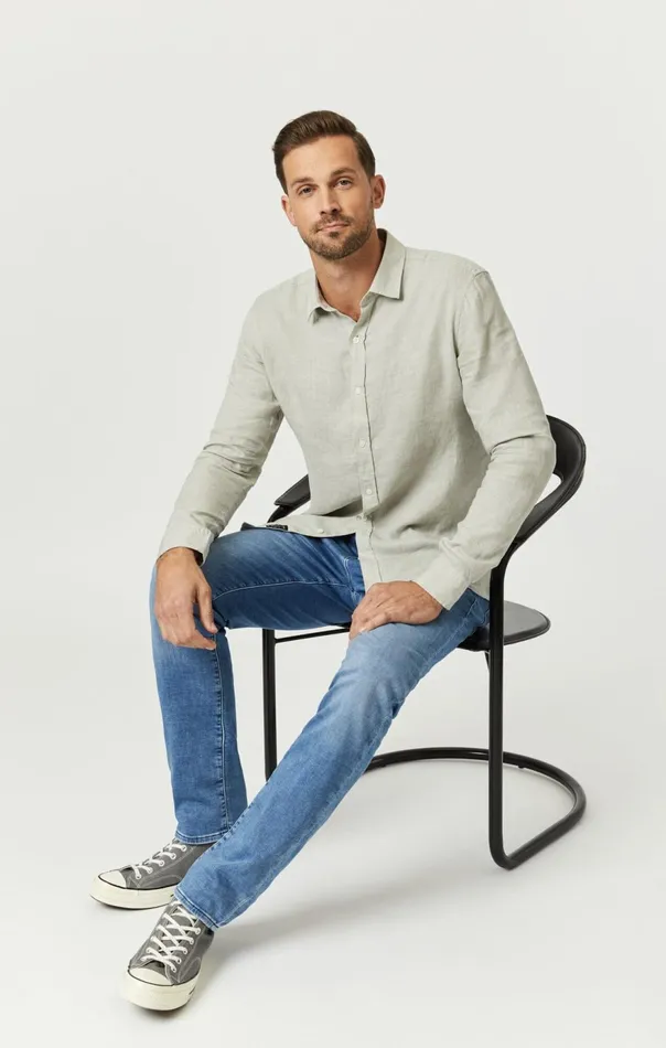 Men Linen ButtonUp Shirt In Moonstruck Mavi Jeans TShirts