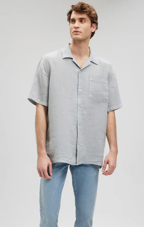 Men Linen Short Sleeve Shirt In Harbor Mist Mavi Jeans Shirts