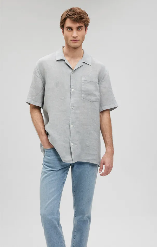 Men Linen Short Sleeve Shirt In Harbor Mist Mavi Jeans Shirts Men Linen Short Sleeve Shirt In Harbor Mist Mavi Jeans Shirts
