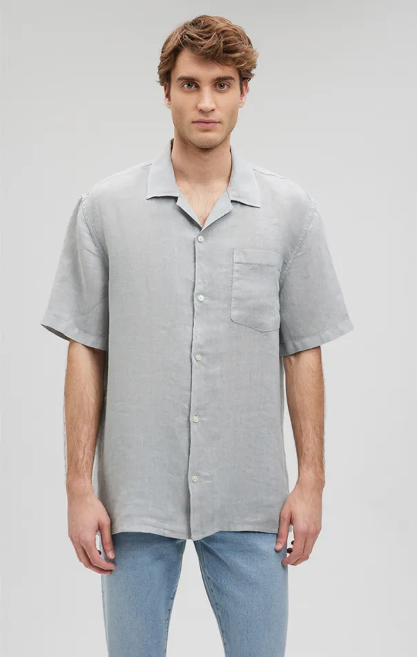 Men Linen Short Sleeve Shirt In Harbor Mist Mavi Jeans Shirts Men Linen Short Sleeve Shirt In Harbor Mist Mavi Jeans Shirts