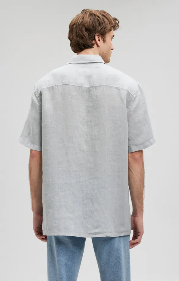 Men Linen Short Sleeve Shirt In Harbor Mist Mavi Jeans Shirts Men Linen Short Sleeve Shirt In Harbor Mist Mavi Jeans Shirts