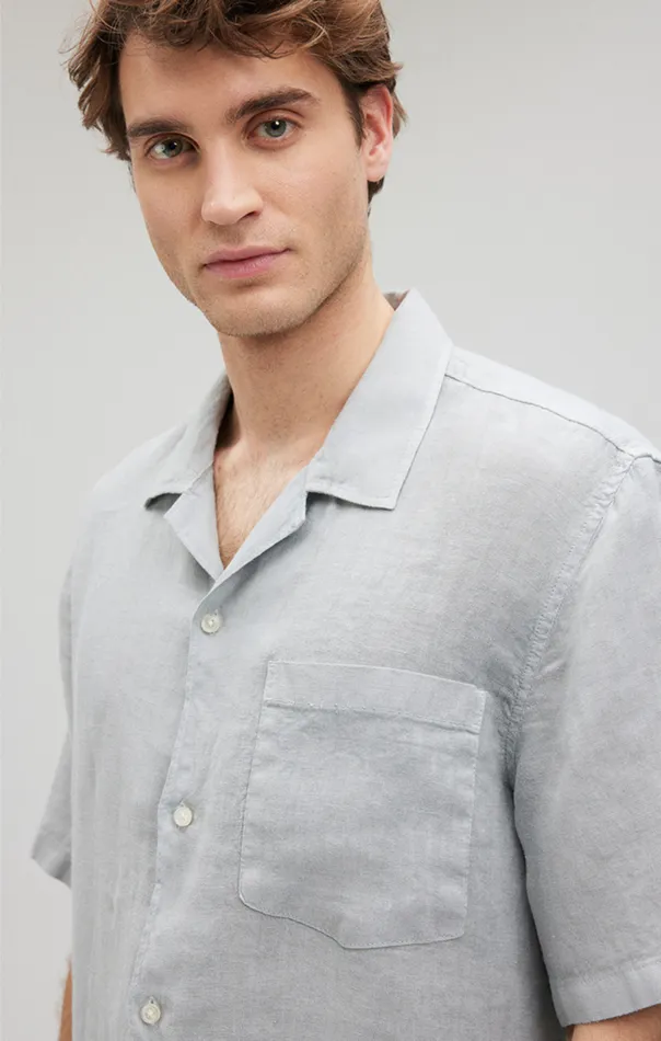 Men Linen Short Sleeve Shirt In Harbor Mist Mavi Jeans Shirts Men Linen Short Sleeve Shirt In Harbor Mist Mavi Jeans Shirts