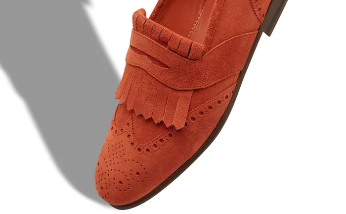 Men Loafers Manolo Blahnik AGASIO Orange Suede Kiltie Loafers Men Loafers Manolo Blahnik AGASIO Orange Suede Kiltie Loafers