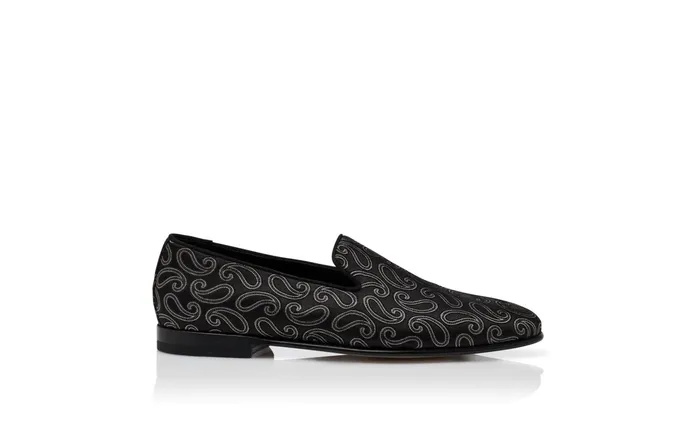 Men Loafers Manolo Blahnik MARIO Black Silk Jacquard Loafers Men Loafers Manolo Blahnik MARIO Black Silk Jacquard Loafers