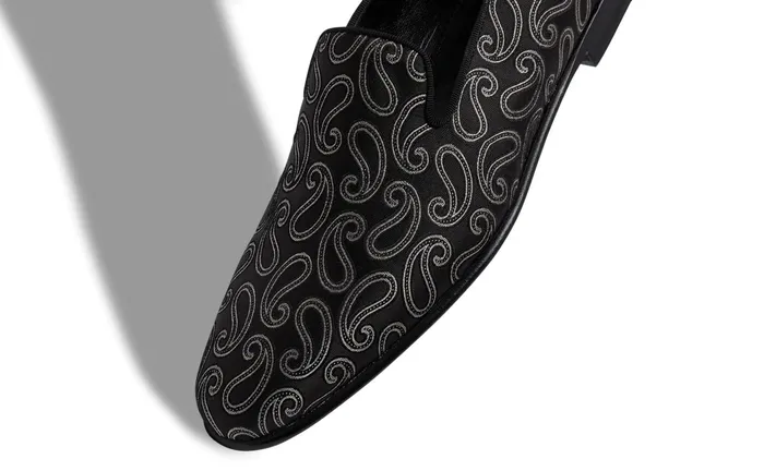 Men Loafers Manolo Blahnik MARIO Black Silk Jacquard Loafers Men Loafers Manolo Blahnik MARIO Black Silk Jacquard Loafers