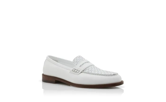 Men Loafers Manolo Blahnik PERRY White Calf Leather Penny Loafers