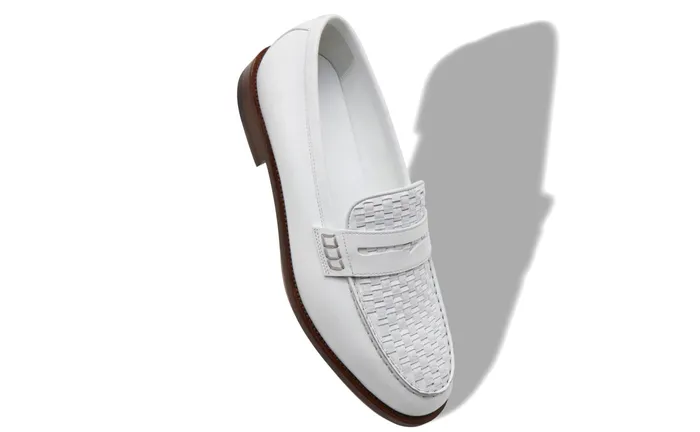 Men Loafers Manolo Blahnik PERRY White Calf Leather Penny Loafers Men Loafers Manolo Blahnik PERRY White Calf Leather Penny Loafers