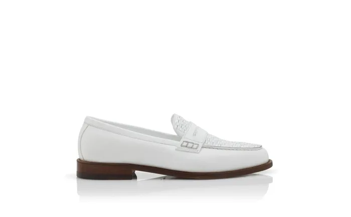 Men Loafers Manolo Blahnik PERRY White Calf Leather Penny Loafers Men Loafers Manolo Blahnik PERRY White Calf Leather Penny Loafers