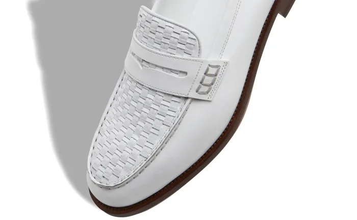 Men Loafers Manolo Blahnik PERRY White Calf Leather Penny Loafers Men Loafers Manolo Blahnik PERRY White Calf Leather Penny Loafers