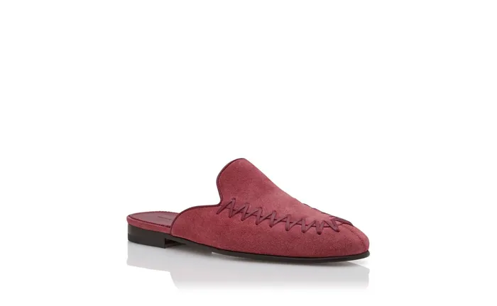 Men Loafers Manolo Blahnik PRAXIMU Dark Pink Suede Backless Loafers