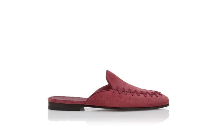 Men Loafers Manolo Blahnik PRAXIMU Dark Pink Suede Backless Loafers Men Loafers Manolo Blahnik PRAXIMU Dark Pink Suede Backless Loafers