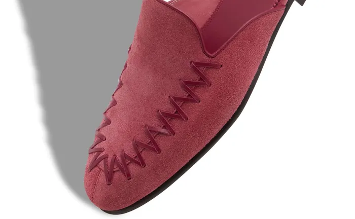 Men Loafers Manolo Blahnik PRAXIMU Dark Pink Suede Backless Loafers Men Loafers Manolo Blahnik PRAXIMU Dark Pink Suede Backless Loafers