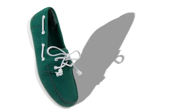 Men Loafers Manolo Blahnik SIDMOUTH Green Nubuck Boat Shoes