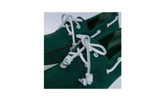 Men Loafers Manolo Blahnik SIDMOUTH Green Nubuck Boat Shoes