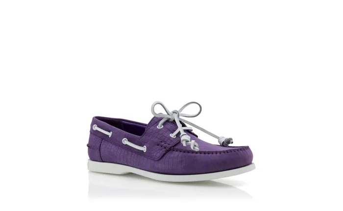 Men Loafers Manolo Blahnik SIDMOUTH Purple Nubuck Boat Shoes