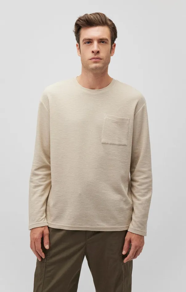 Men Long Sleeve Pocket TShirt In Pelican Mavi Jeans TShirts Men Long Sleeve Pocket TShirt In Pelican Mavi Jeans TShirts