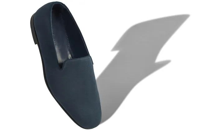 Men Mario Manolo Blahnik MARIO Dark Blue Suede Loafers Men Mario Manolo Blahnik MARIO Dark Blue Suede Loafers