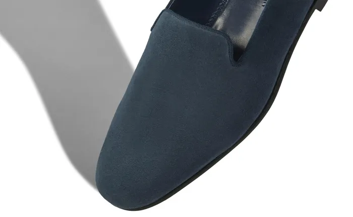 Men Mario Manolo Blahnik MARIO Dark Blue Suede Loafers Men Mario Manolo Blahnik MARIO Dark Blue Suede Loafers