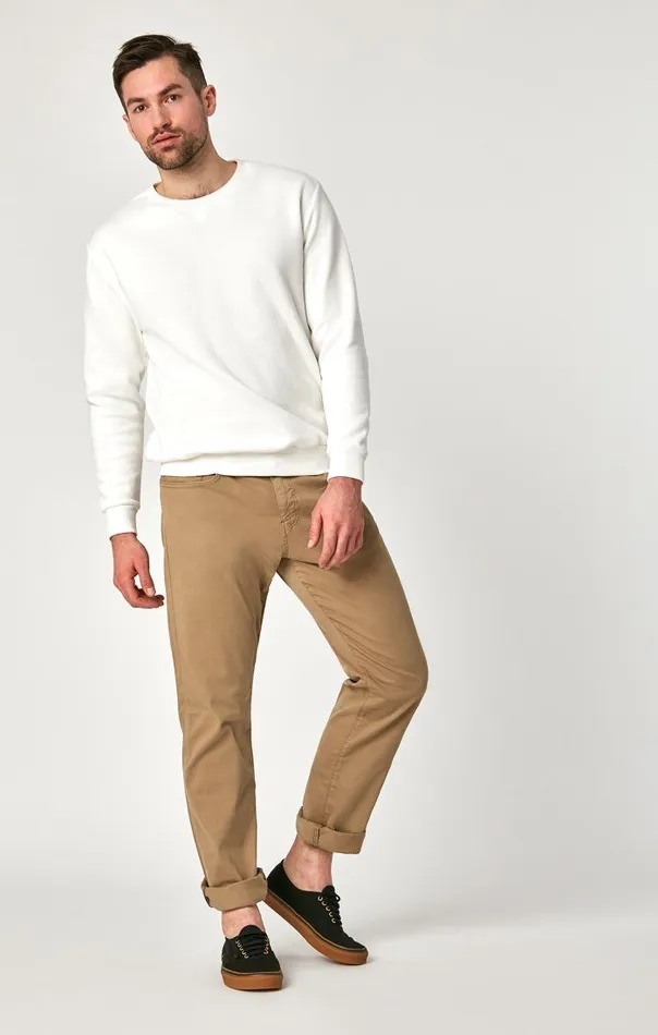 Men Matt Straight Leg In British Khaki Twill Mavi Jeans Pants