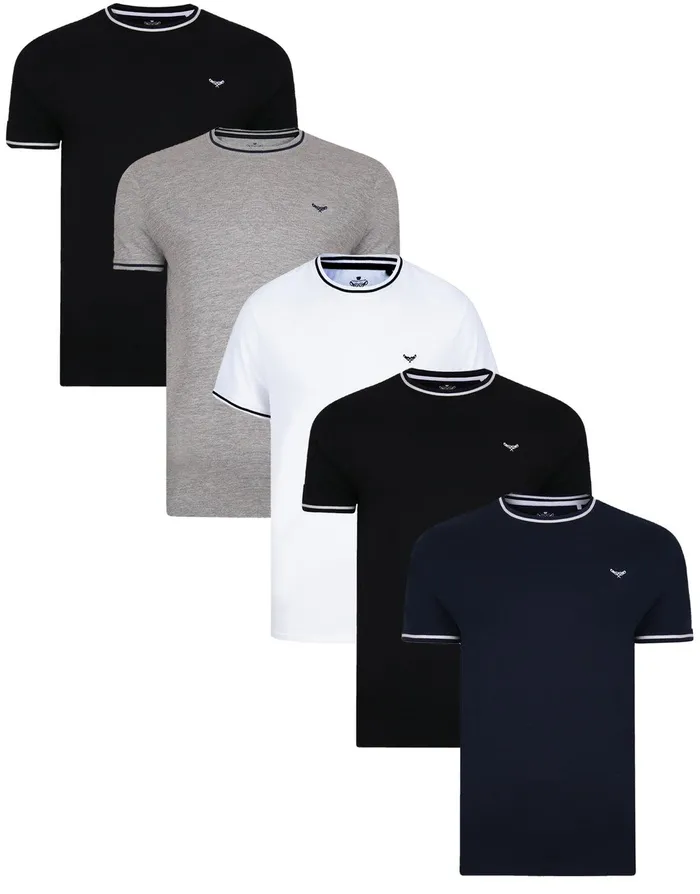 Men Multi Cotton Rich TShirts 5 Pack BlackNavyGrey MarlWhite Threadbare TShirts Men Multi Cotton Rich TShirts 5 Pack BlackNavyGrey MarlWhite Threadbare TShirts