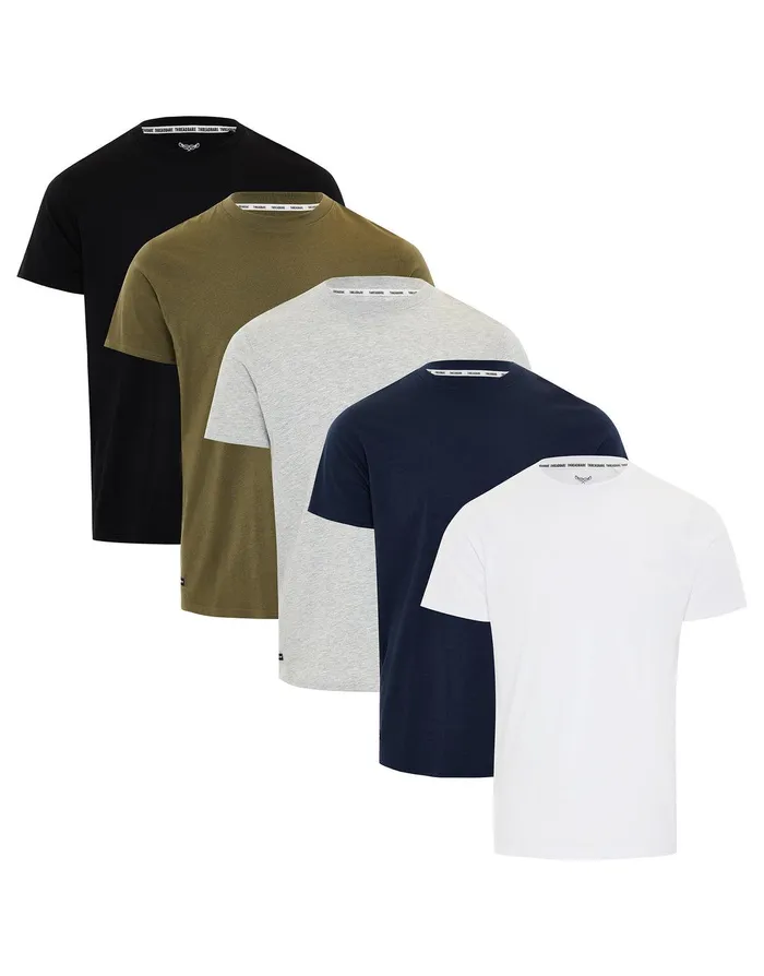 Men Multi Essential Short Sleeve TShirts 5 Pack Multi Threadbare TShirts