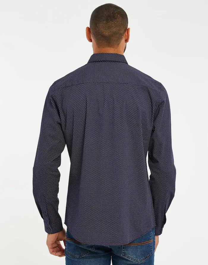 Men Navy and Pink Geometric Print Long Sleeve Shirt Navy and Pink Threadbare Shirts Men Navy and Pink Geometric Print Long Sleeve Shirt Navy and Pink Threadbare Shirts