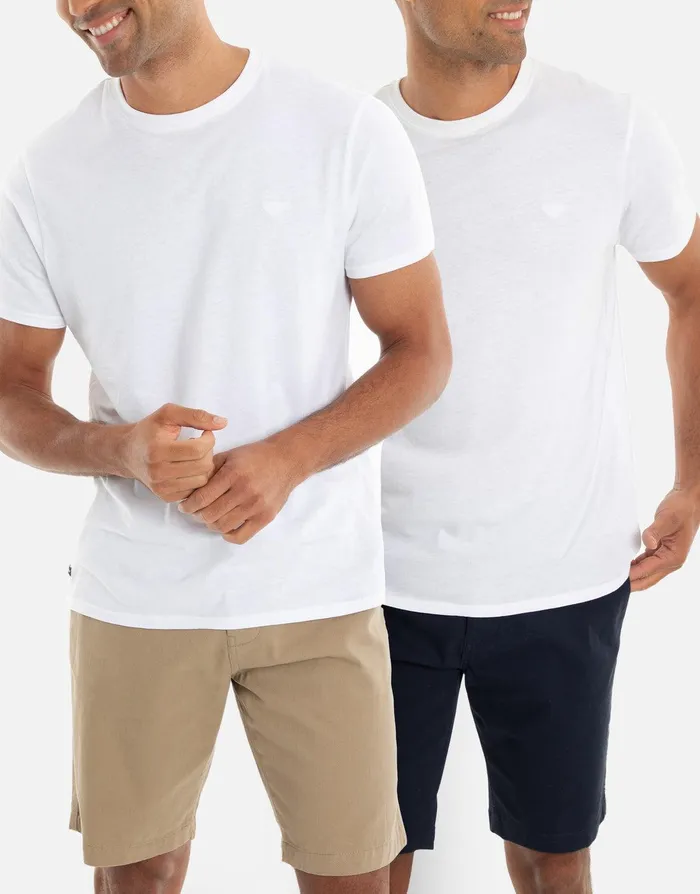 Men Navy and Stone Chino Shorts 2 Pack NavyStone Threadbare Shorts