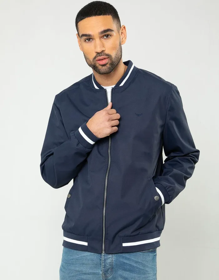 Men Navy Bomber Jacket Navy Threadbare Jacket and Coats