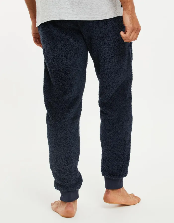 Men Navy Borg Lounge Pants Navy Threadbare Joggers Men Navy Borg Lounge Pants Navy Threadbare Joggers