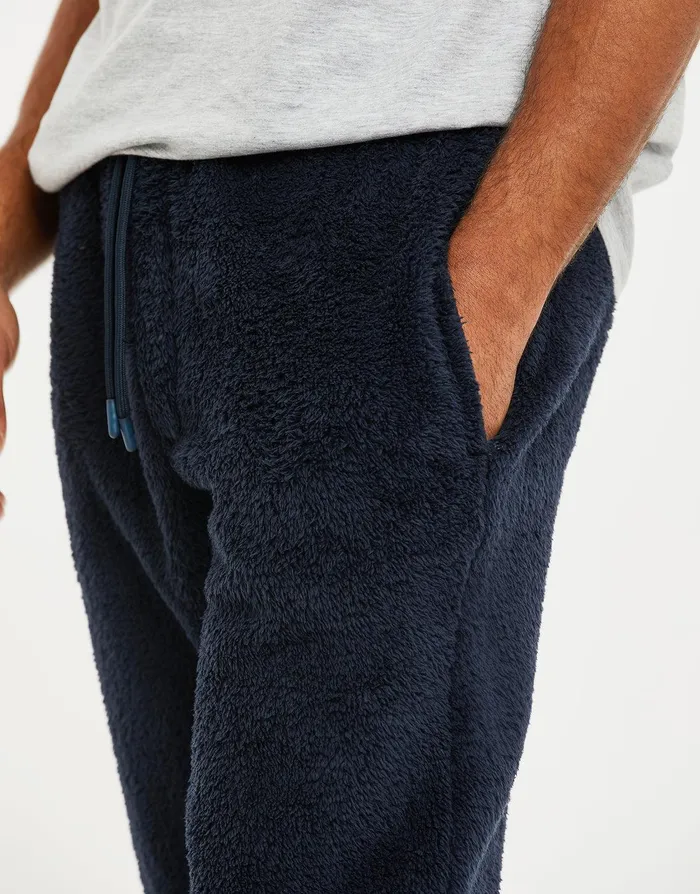 Men Navy Borg Lounge Pants Navy Threadbare Joggers Men Navy Borg Lounge Pants Navy Threadbare Joggers