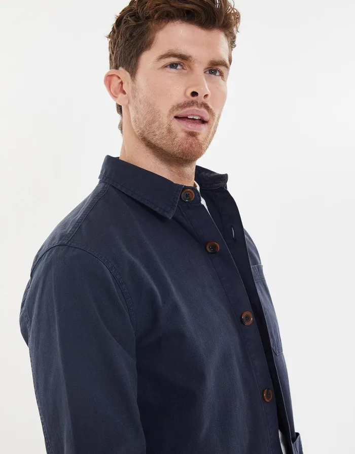Men Navy Button Down Cotton Shacket Navy Threadbare Jacket and Coats Men Navy Button Down Cotton Shacket Navy Threadbare Jacket and Coats