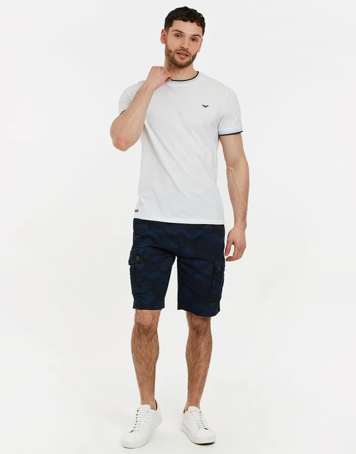 Men Navy Camo Cargo Shorts Navy Threadbare Shorts
