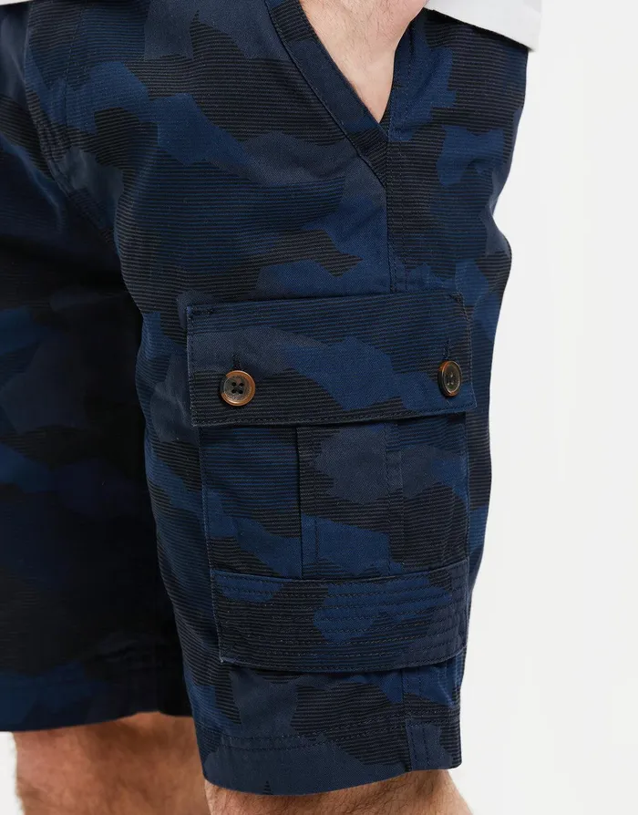 Men Navy Camo Cargo Shorts Navy Threadbare Shorts