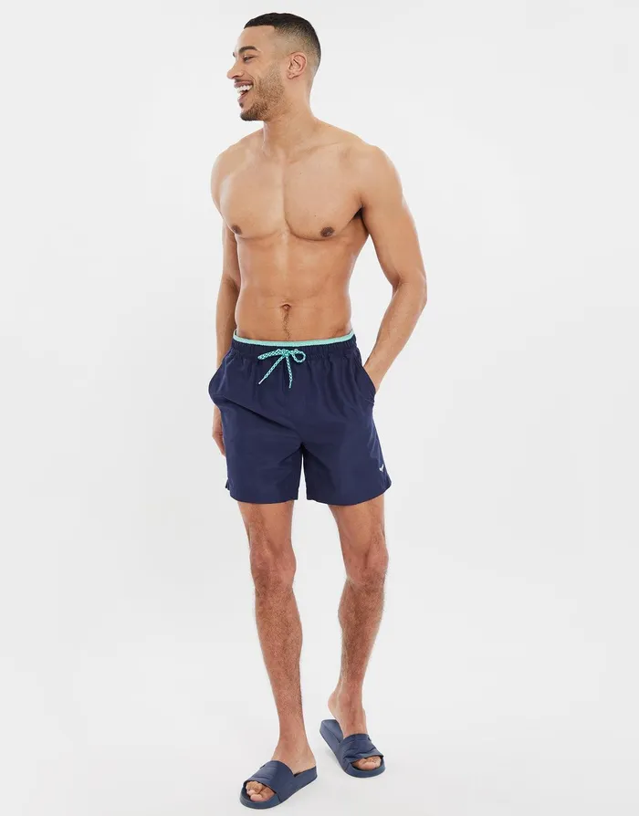 Men Navy Contrast Logo Swim Shorts Navy Threadbare Swimwear Men Navy Contrast Logo Swim Shorts Navy Threadbare Swimwear