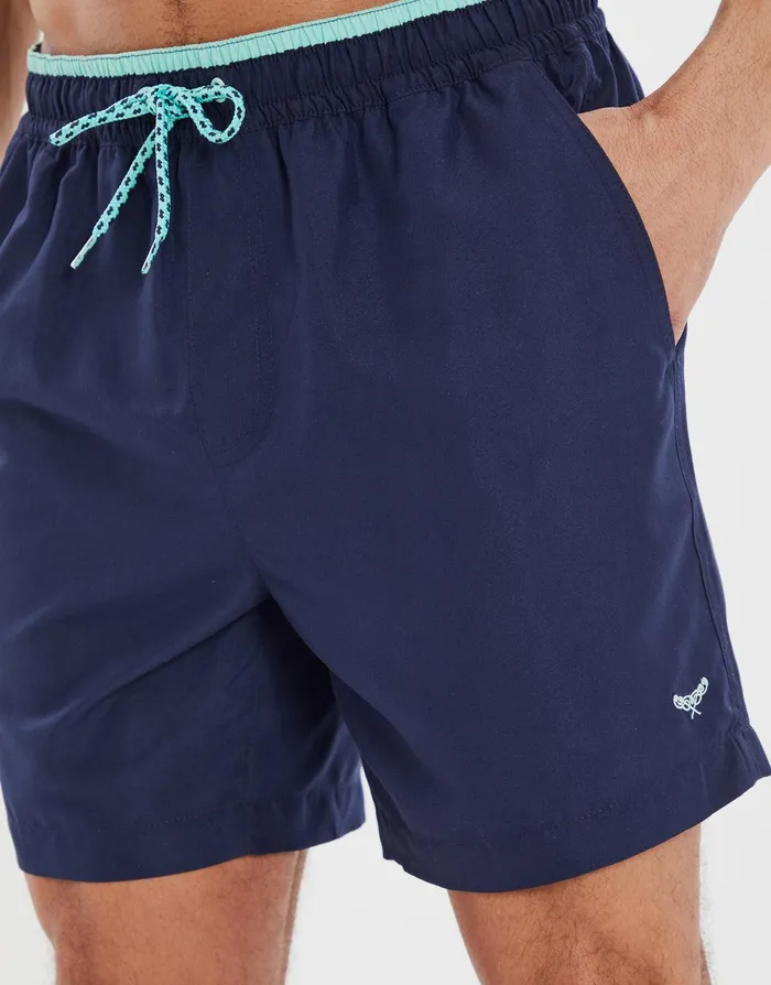 Men Navy Contrast Logo Swim Shorts Navy Threadbare Swimwear Men Navy Contrast Logo Swim Shorts Navy Threadbare Swimwear