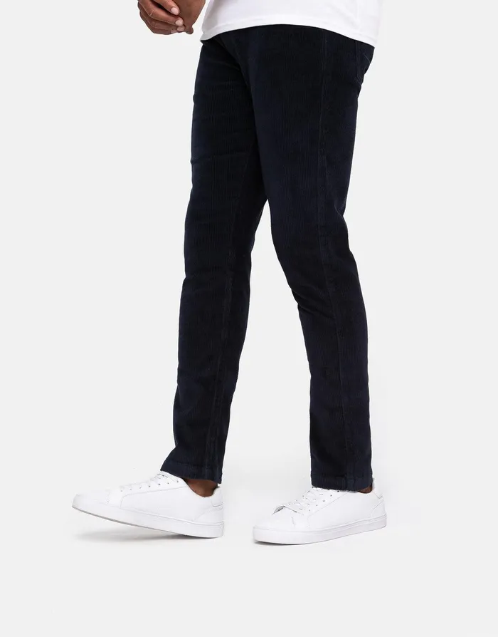 Men Navy Cord Trousers Navy Threadbare Trousers and Cargos