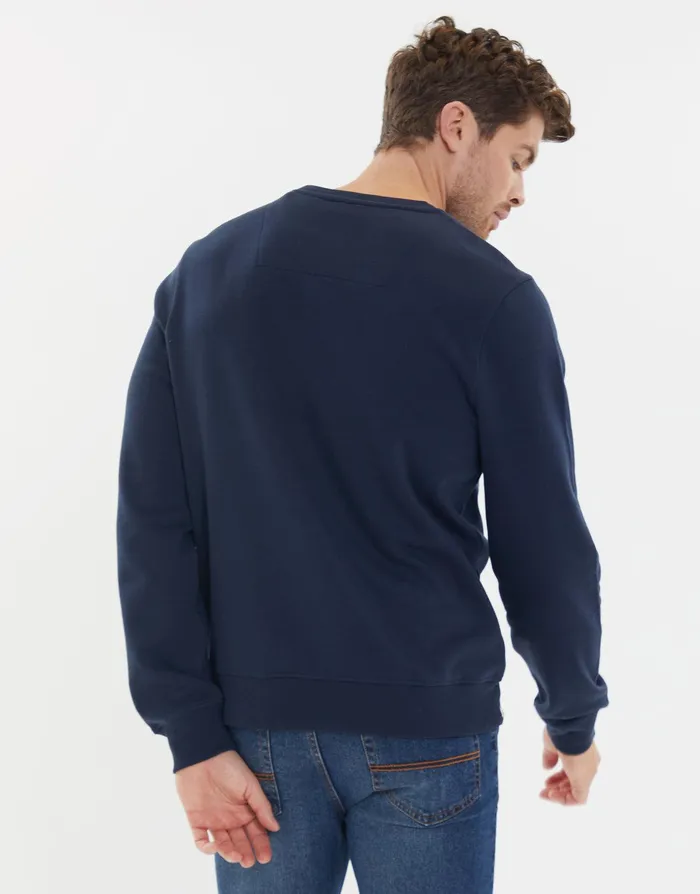 Men Navy Crew Neck Sweatshirt Navy Threadbare Sweatshirts