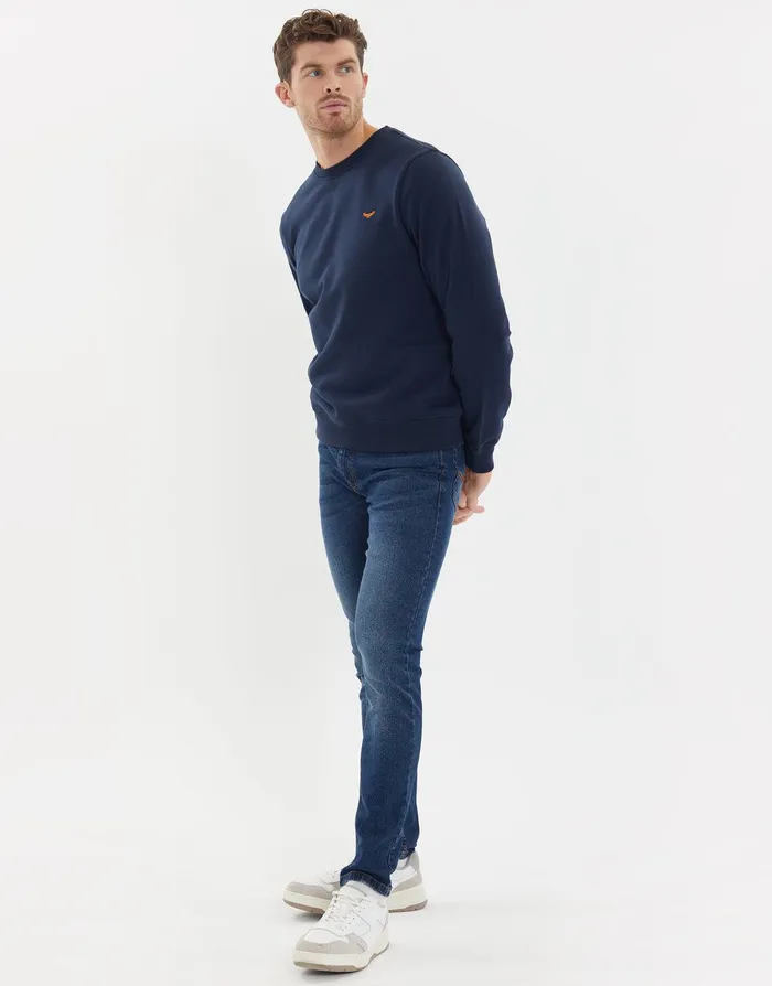 Men Navy Crew Neck Sweatshirt Navy Threadbare Sweatshirts