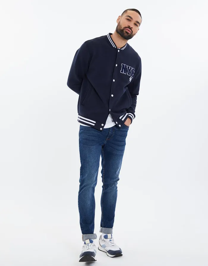 Men Navy Fleece Baseball Varsity Jacket Navy Threadbare Jacket and Coats Men Navy Fleece Baseball Varsity Jacket Navy Threadbare Jacket and Coats