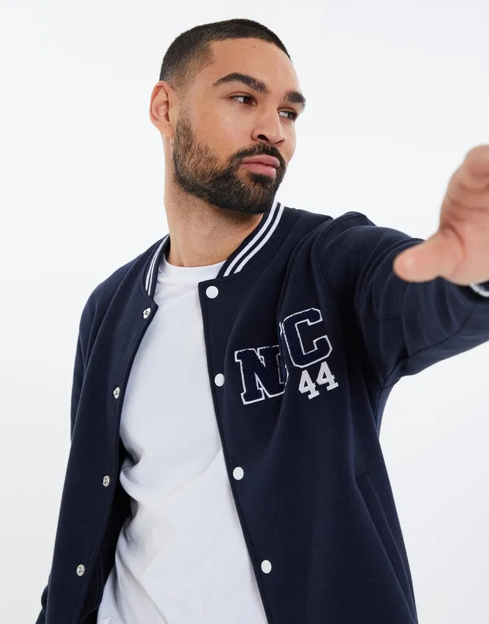 Men Navy Fleece Baseball Varsity Jacket Navy Threadbare Jacket and Coats Men Navy Fleece Baseball Varsity Jacket Navy Threadbare Jacket and Coats