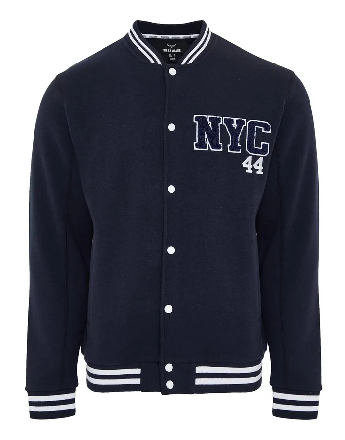 Men Navy Fleece Baseball Varsity Jacket Navy Threadbare Jacket and Coats Men Navy Fleece Baseball Varsity Jacket Navy Threadbare Jacket and Coats