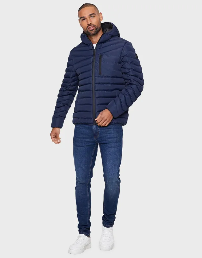 Men Navy Hooded Puffer Jacket Navy Threadbare Jacket and Coats Men Navy Hooded Puffer Jacket Navy Threadbare Jacket and Coats