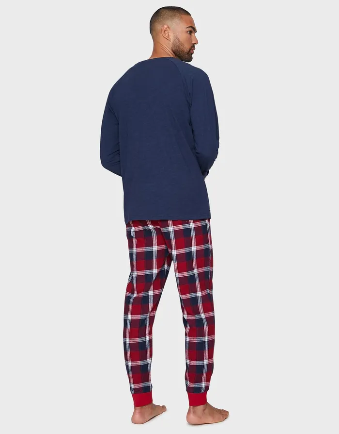 Men Navy Long Pyjamas 2Piece Set Navy Threadbare Loungewear