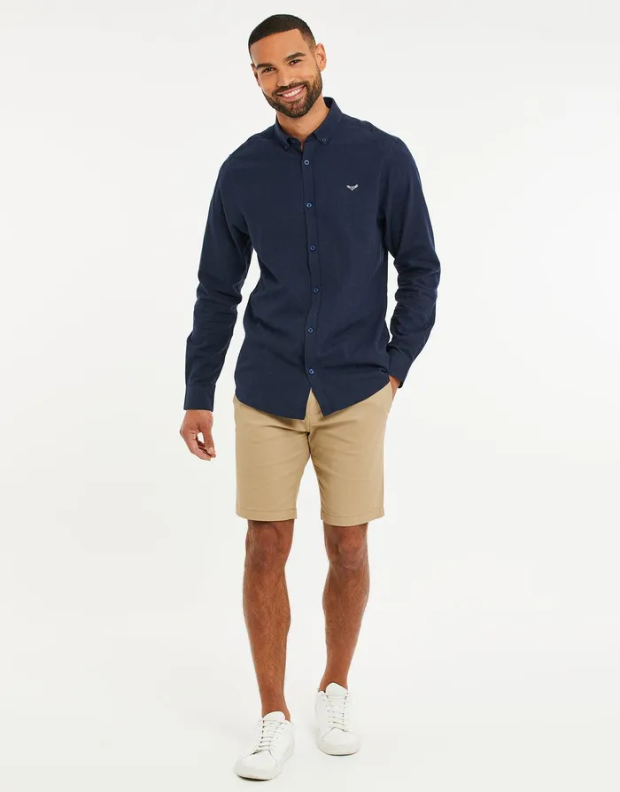 Men Navy Long Sleeve Linen Blend Shirt Navy Threadbare Linen Men Navy Long Sleeve Linen Blend Shirt Navy Threadbare Linen