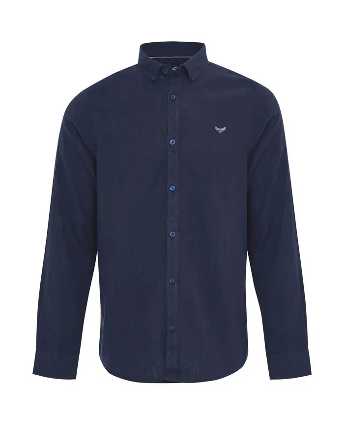 Men Navy Long Sleeve Linen Blend Shirt Navy Threadbare Linen Men Navy Long Sleeve Linen Blend Shirt Navy Threadbare Linen