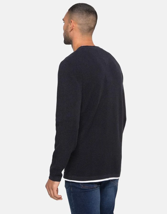 Men Navy Mock TShirt Jumper Navy Threadbare Knitwear Men Navy Mock TShirt Jumper Navy Threadbare Knitwear