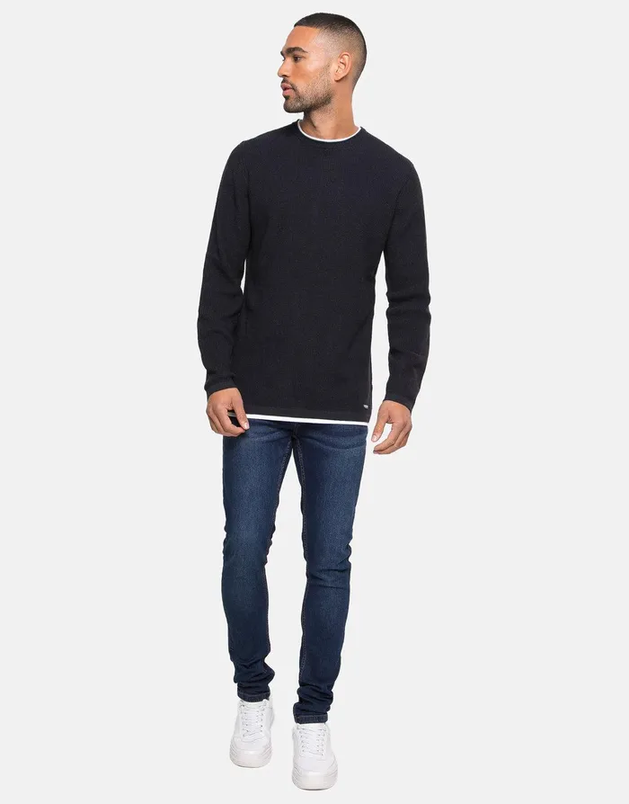 Men Navy Mock TShirt Jumper Navy Threadbare Knitwear Men Navy Mock TShirt Jumper Navy Threadbare Knitwear